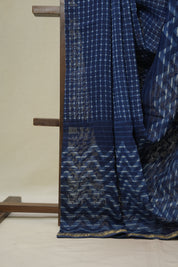 Blue HBP Cotton Silk Saree With Maheshwari Border - SRBCSS1629