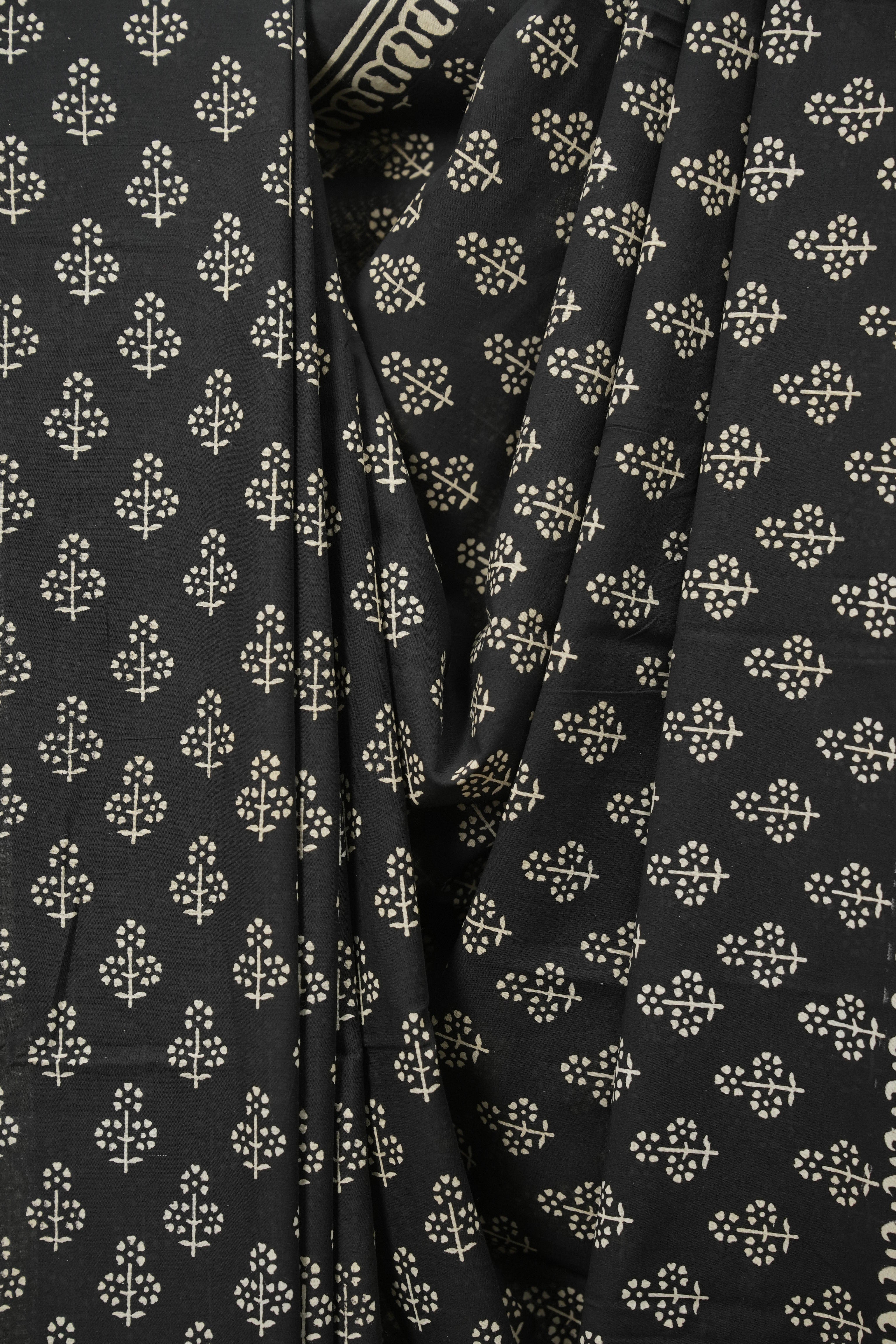 Black HBP Cotton Saree - SRBCS3482