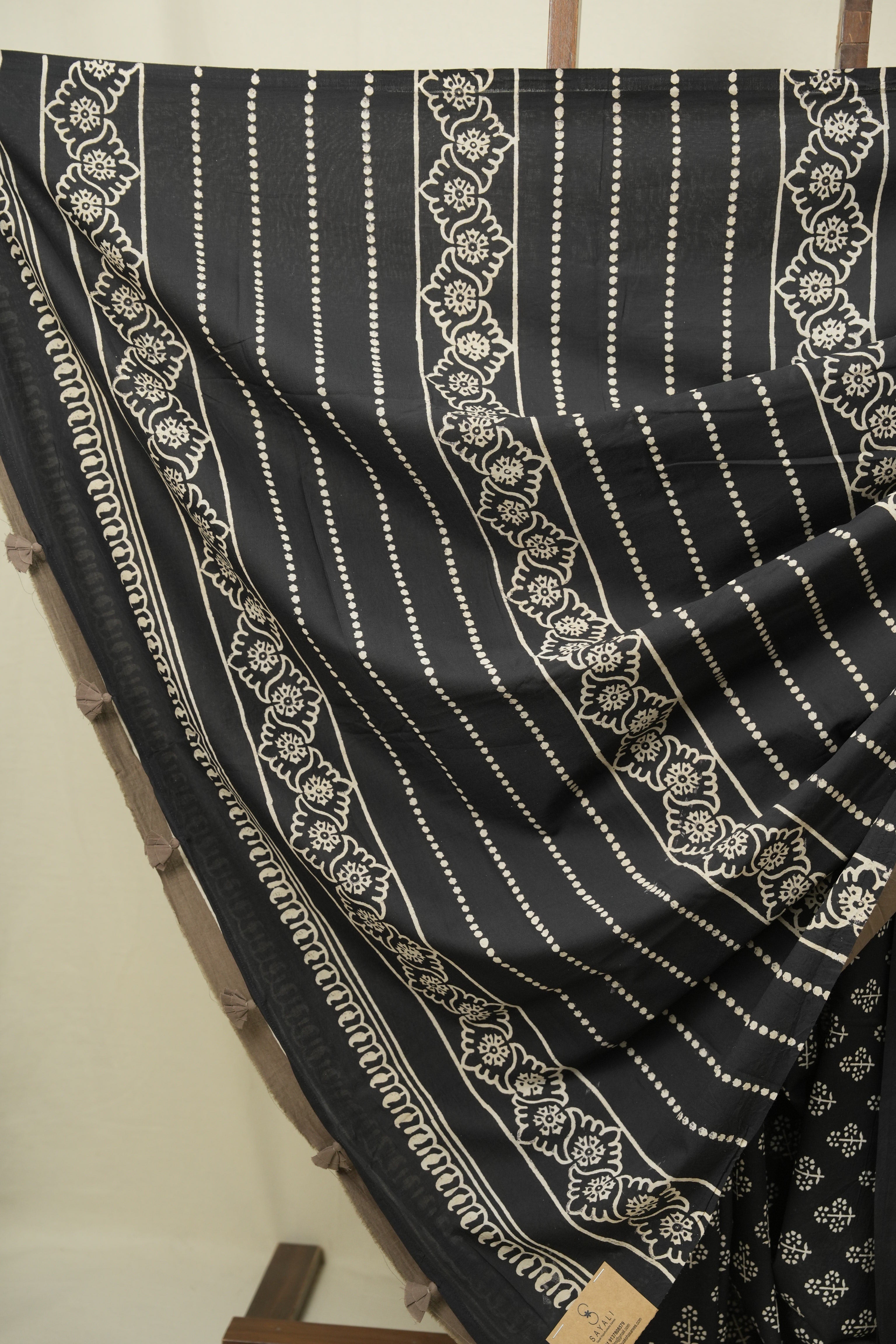 Black HBP Cotton Saree - SRBCS3482