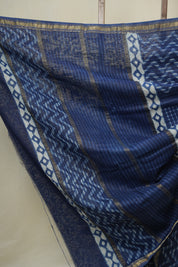 Blue HBP Cotton Silk Saree With Maheshwari Border - SRBCSS1629