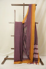 Maroon Big Checks Cotton Patteda Anchu Saree - SRMPAS326