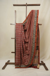 Maroon HBP Cotton Silk Saree With Chanderi Border - SRMCSS1622