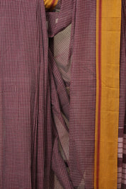 Maroon Big Checks Cotton Patteda Anchu Saree - SRMPAS326