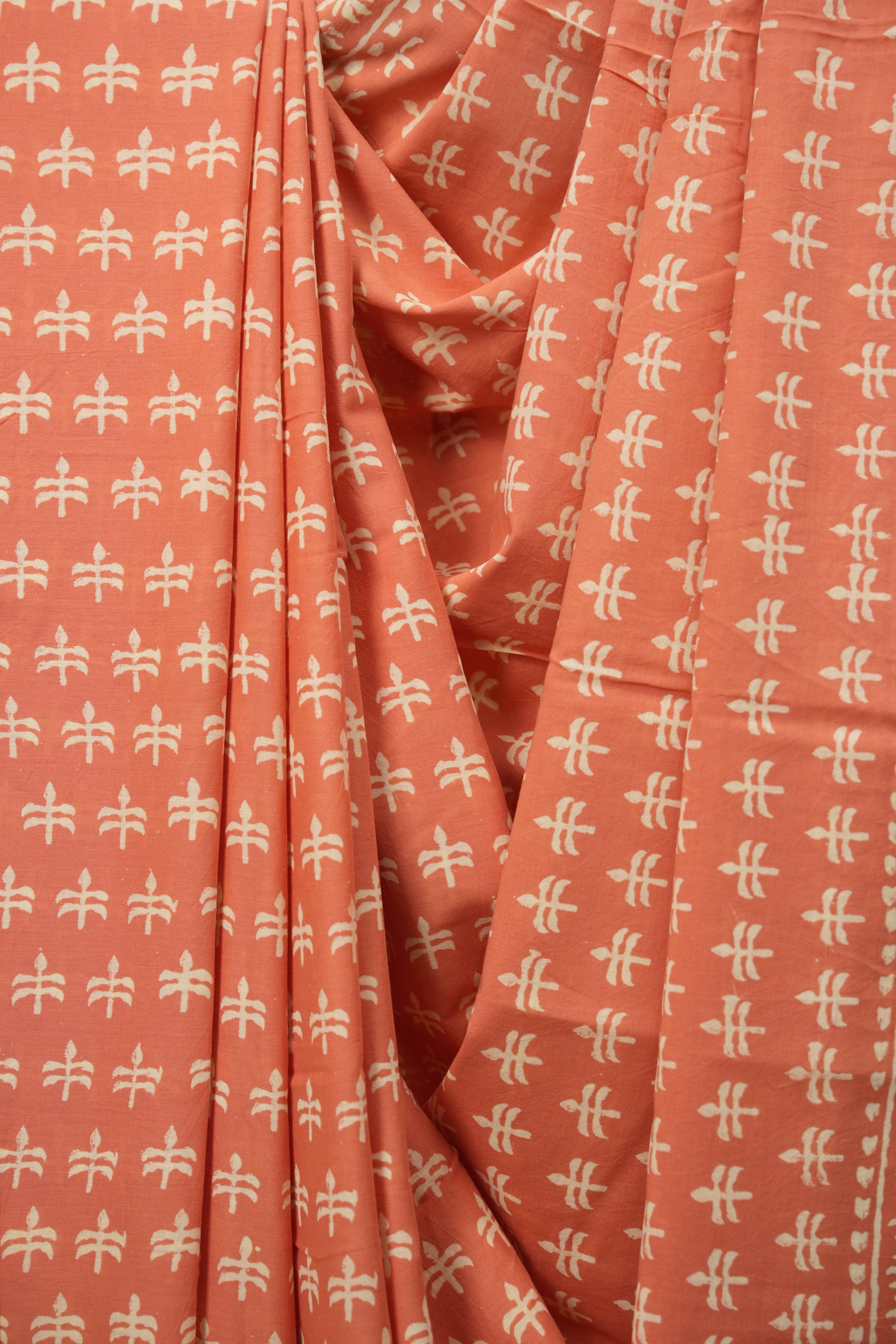 Peach HBP Cotton Saree - SRPCS3483