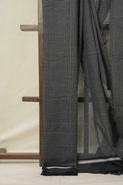 Black Big Checks Cotton Patteda Anchu Saree - SRBPAS329