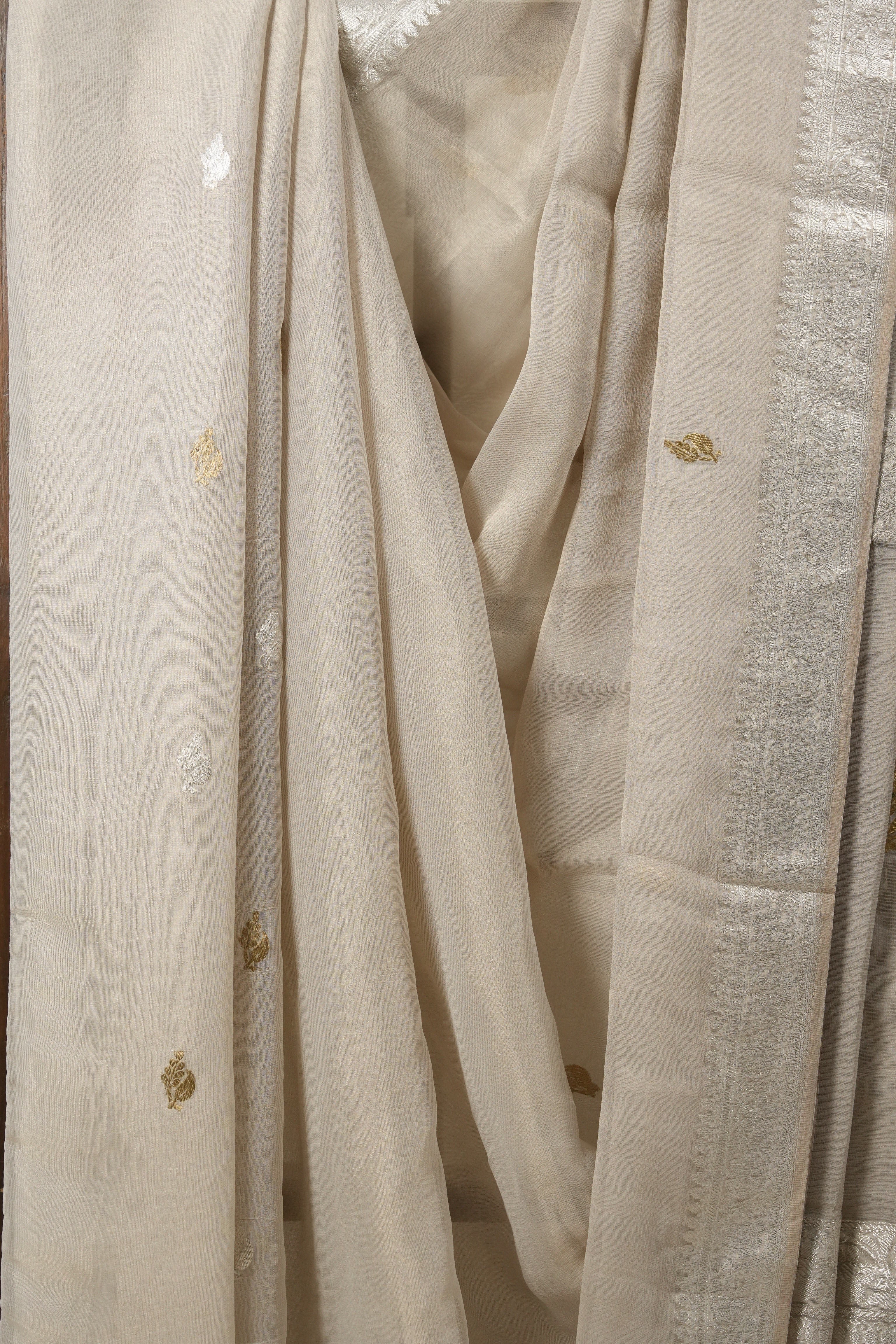 Grey Georgette Banarasi Silk Saree - SRGGBSS774