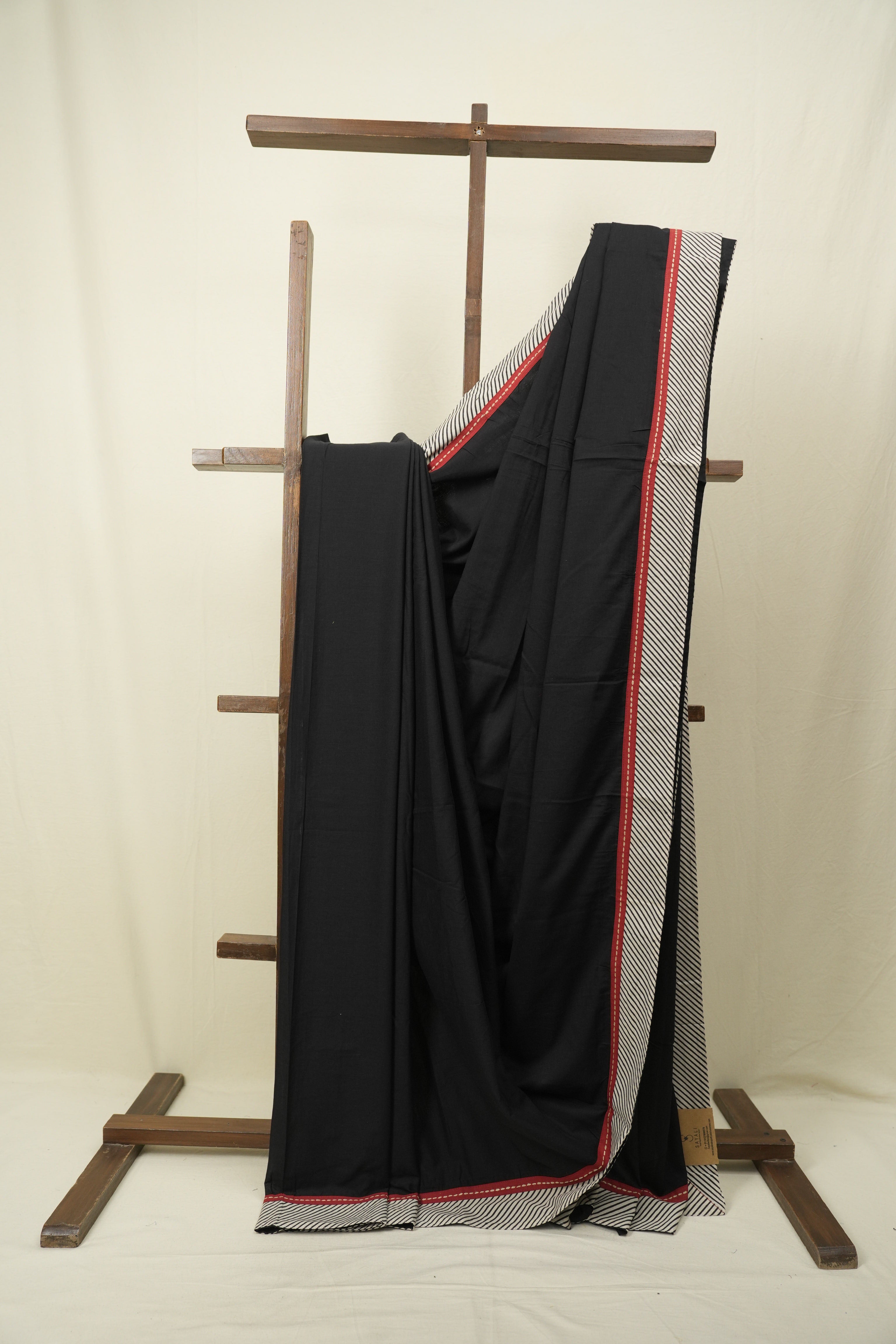 Black HBP Cotton Saree - SRBCS3460