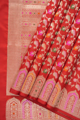 Red Banarasi Silk Saree - Saavari - SSRBSS59