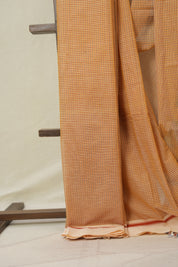 Peach Beige Big Checks Cotton Patteda Anchu Saree - SRPBPAS330