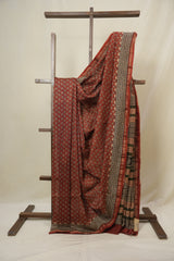 Maroon HBP Cotton Silk Saree With Chanderi Border - SRMCSS1618