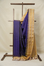 Royal Blue Gold Gadwal Silk Saree - SRRBGGSS620