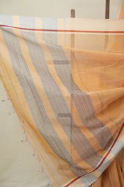 Peach Beige Big Checks Cotton Patteda Anchu Saree - SRPBPAS330