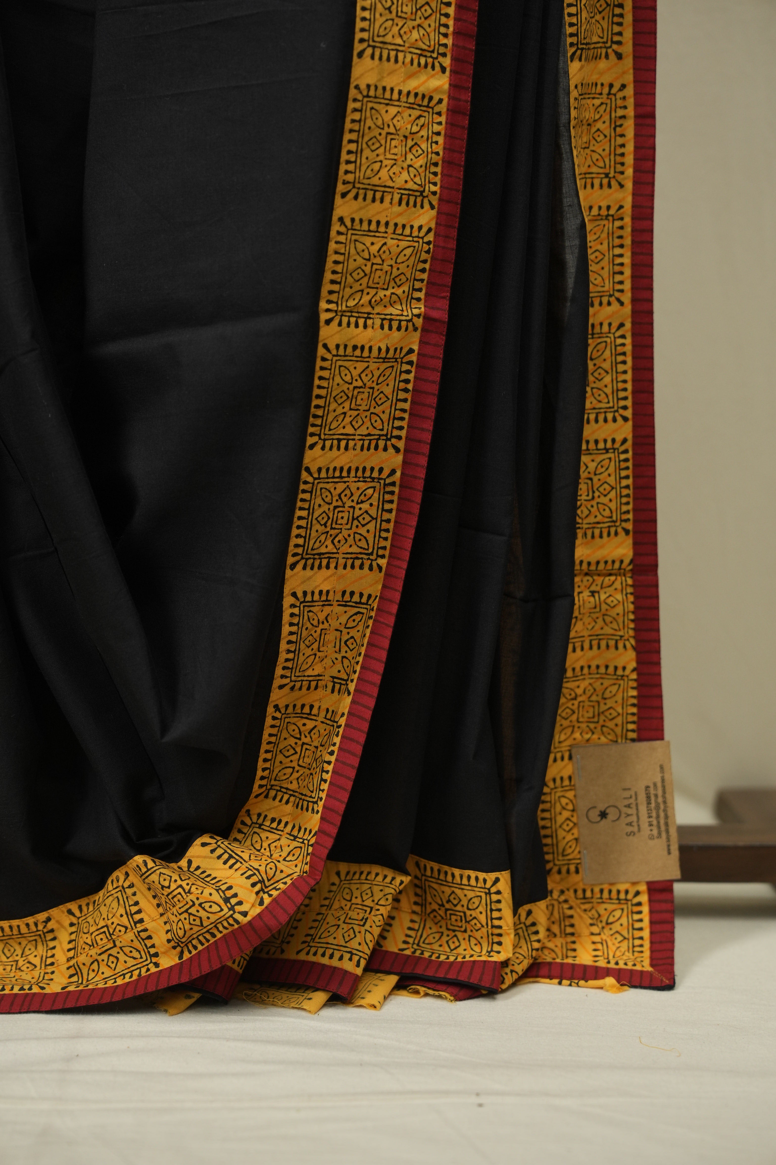 Black HBP Cotton Saree - SRBCS3462