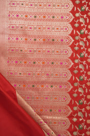 Red Banarasi Silk Saree - Saavari - SSRBSS59