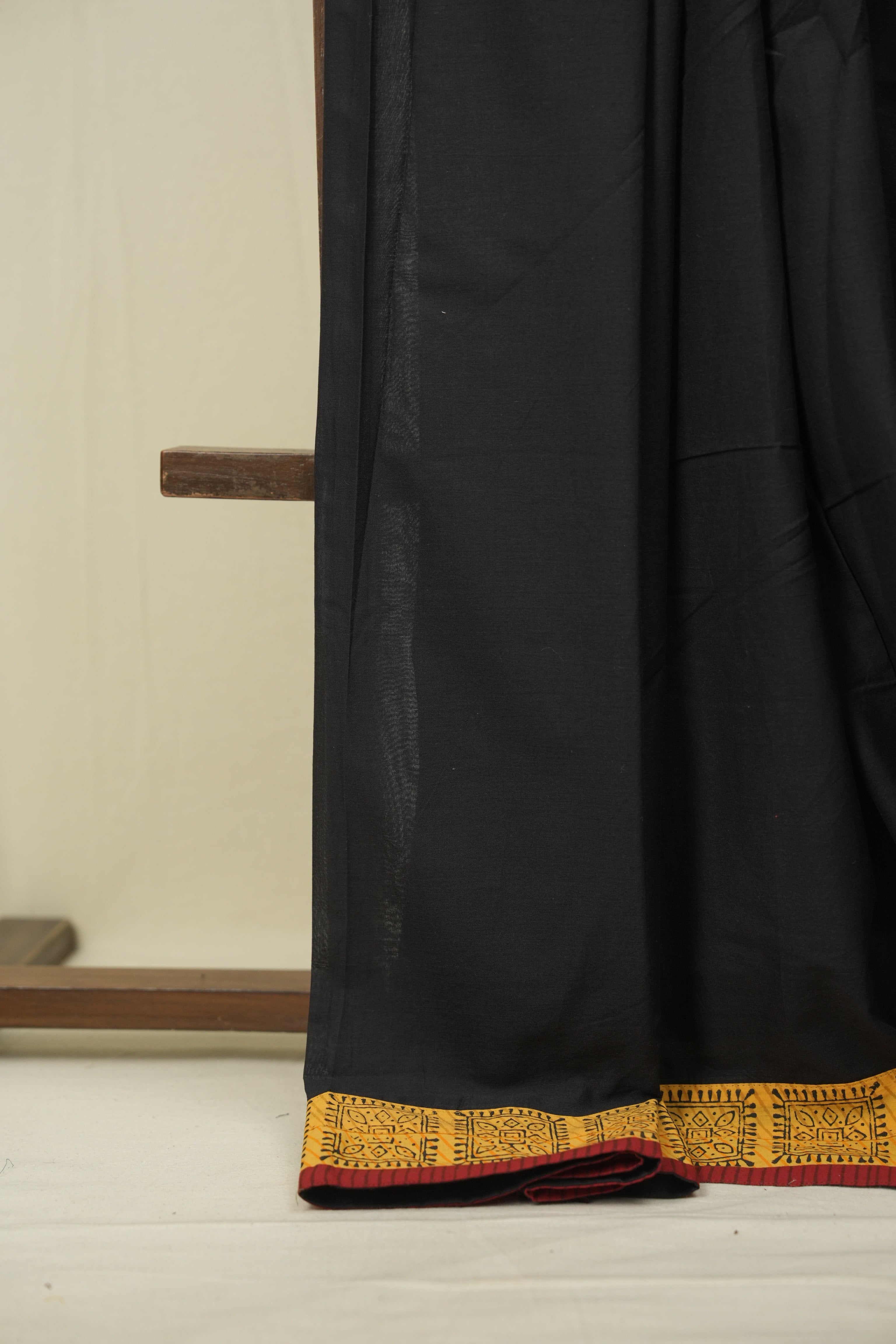 Black HBP Cotton Saree - SRBCS3462