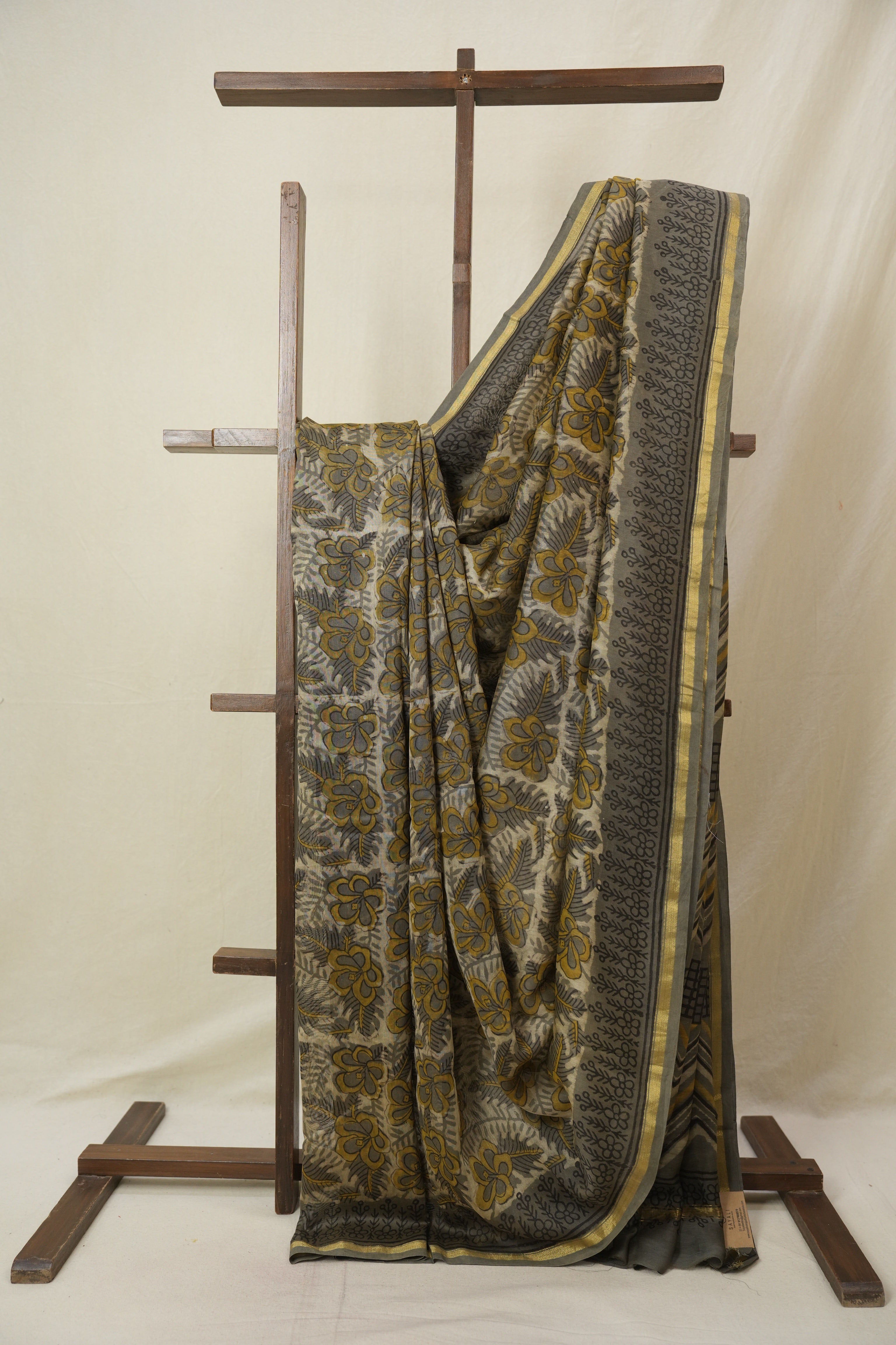 Cream Grey HBP Cotton Silk Saree With Chanderi Border - SRCGCSS1601