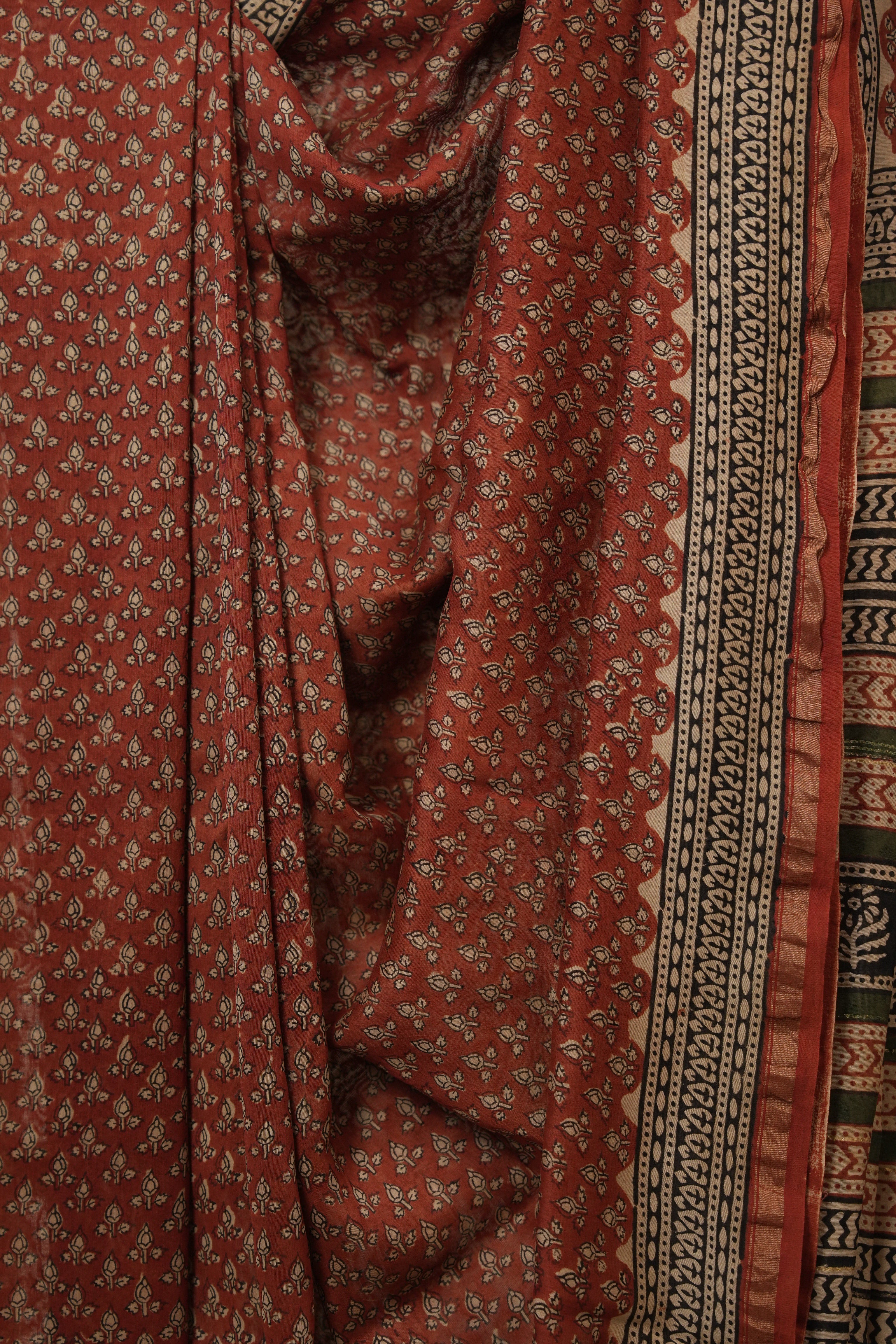 Maroon HBP Cotton Silk Saree With Chanderi Border - SRMCSS1618