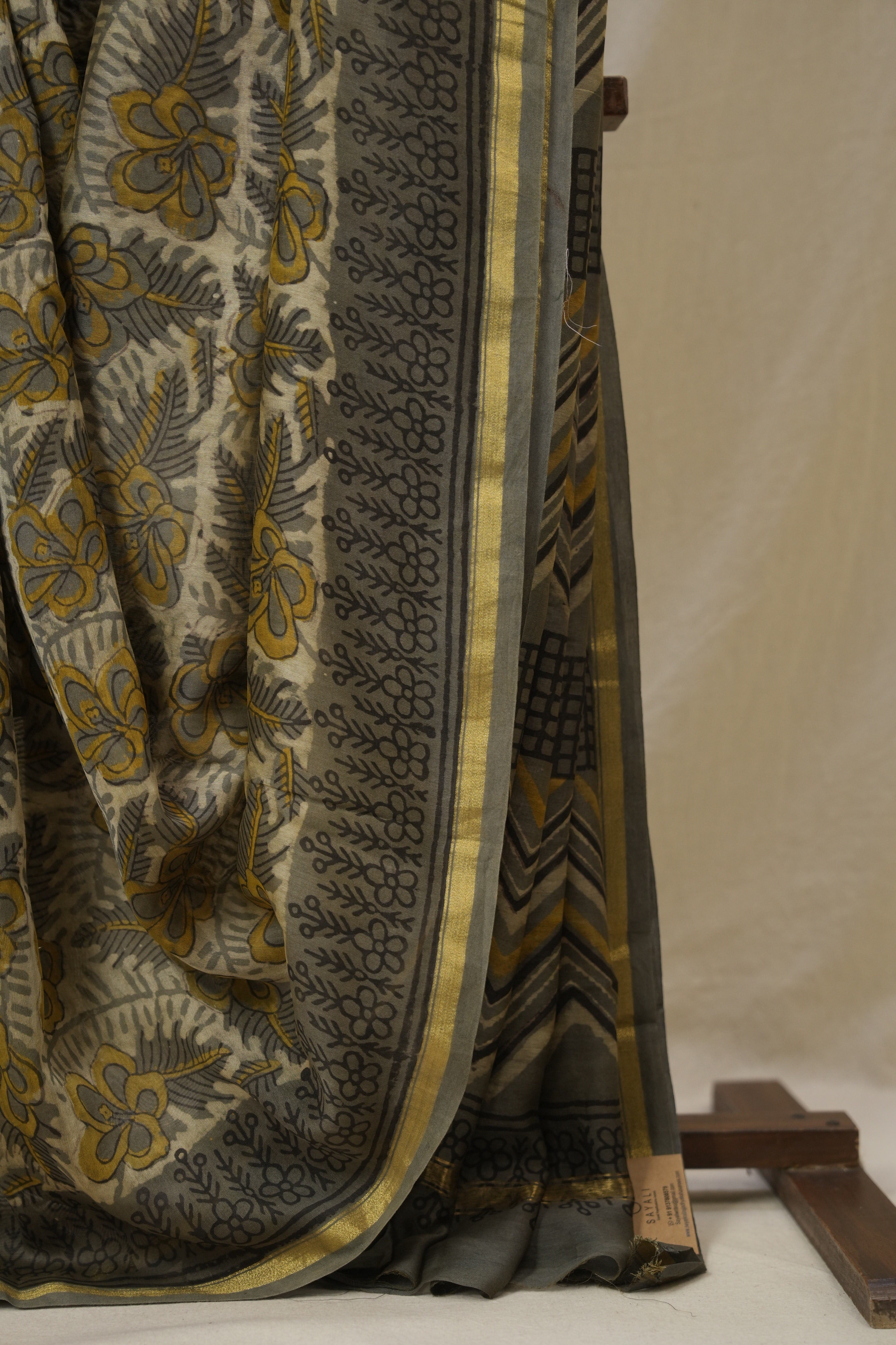 Cream Grey HBP Cotton Silk Saree With Chanderi Border - SRCGCSS1601