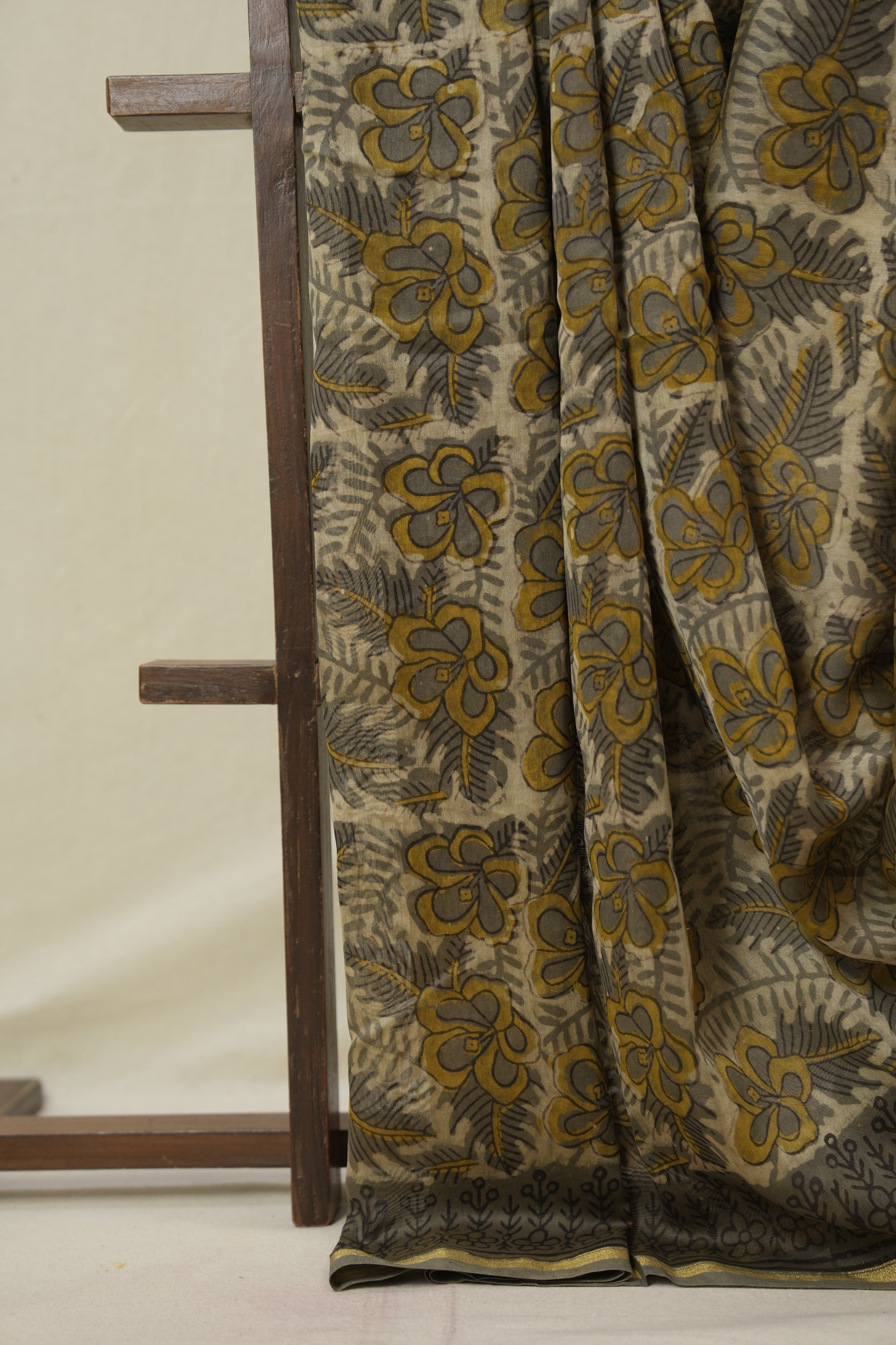 Cream Grey HBP Cotton Silk Saree With Chanderi Border - SRCGCSS1601