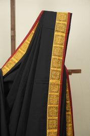 Black HBP Cotton Saree - SRBCS3462