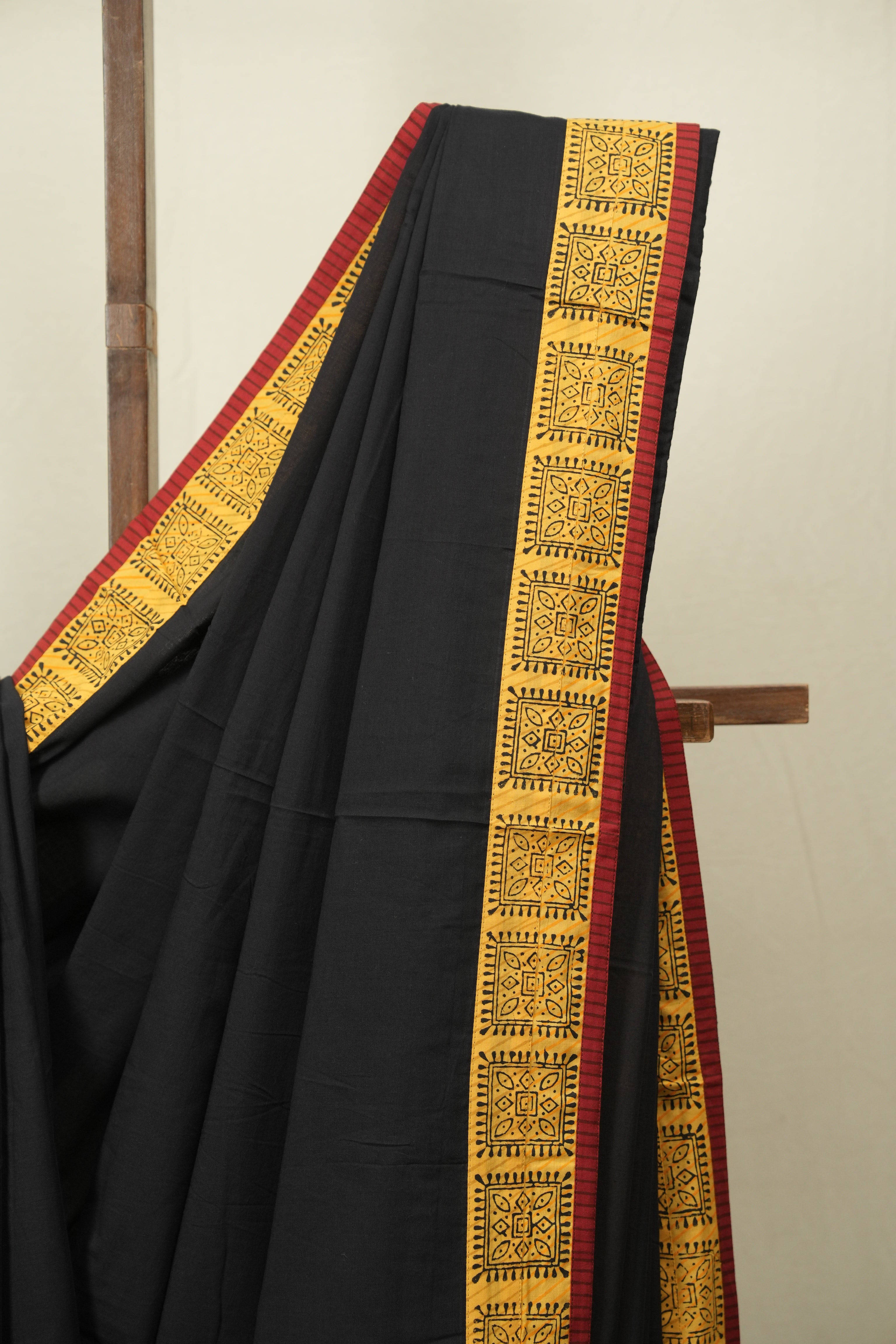 Black HBP Cotton Saree - SRBCS3462