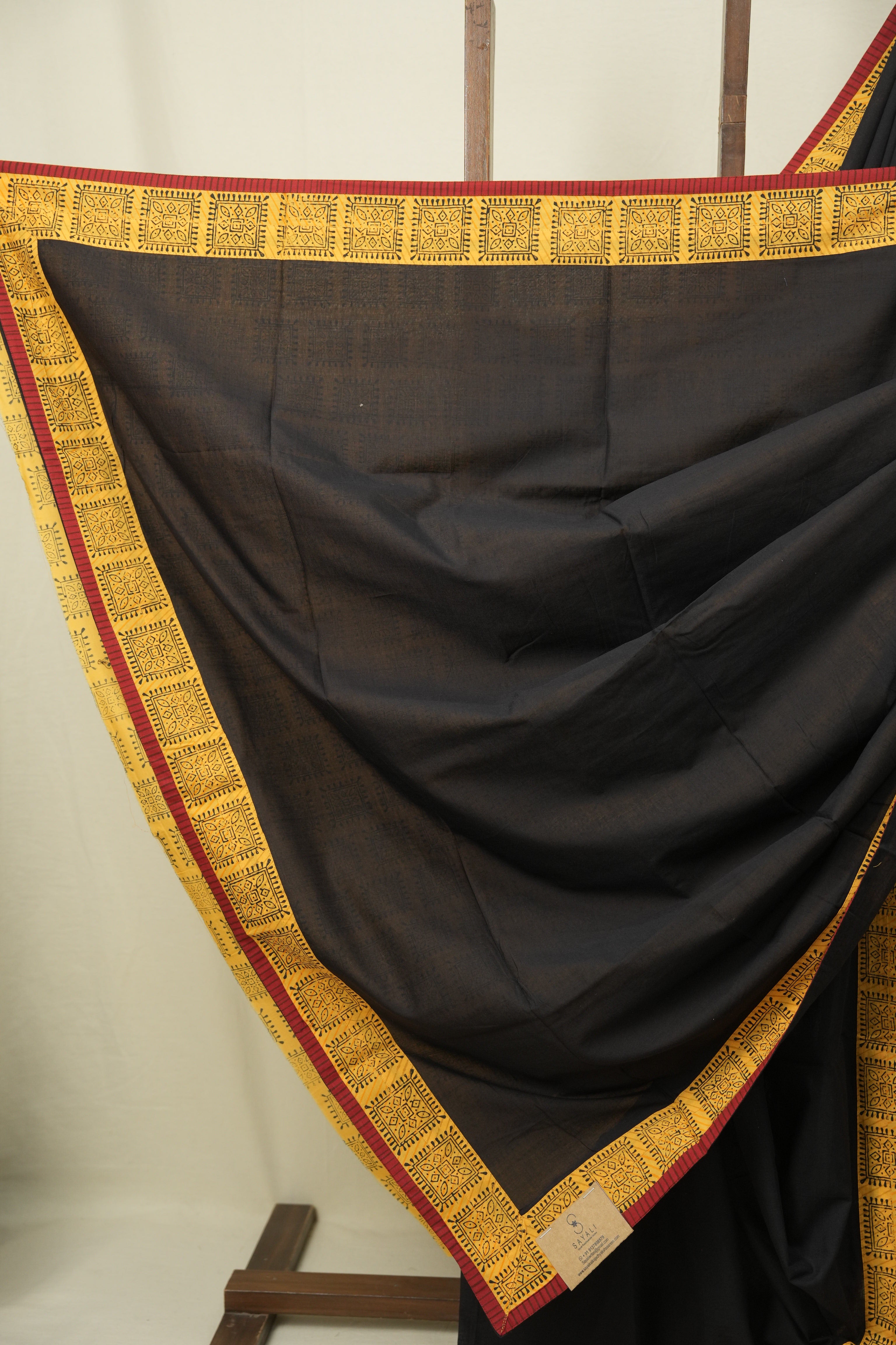 Black HBP Cotton Saree - SRBCS3462