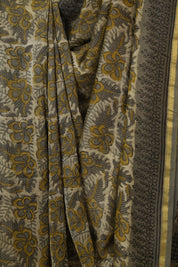Cream Grey HBP Cotton Silk Saree With Chanderi Border - SRCGCSS1601