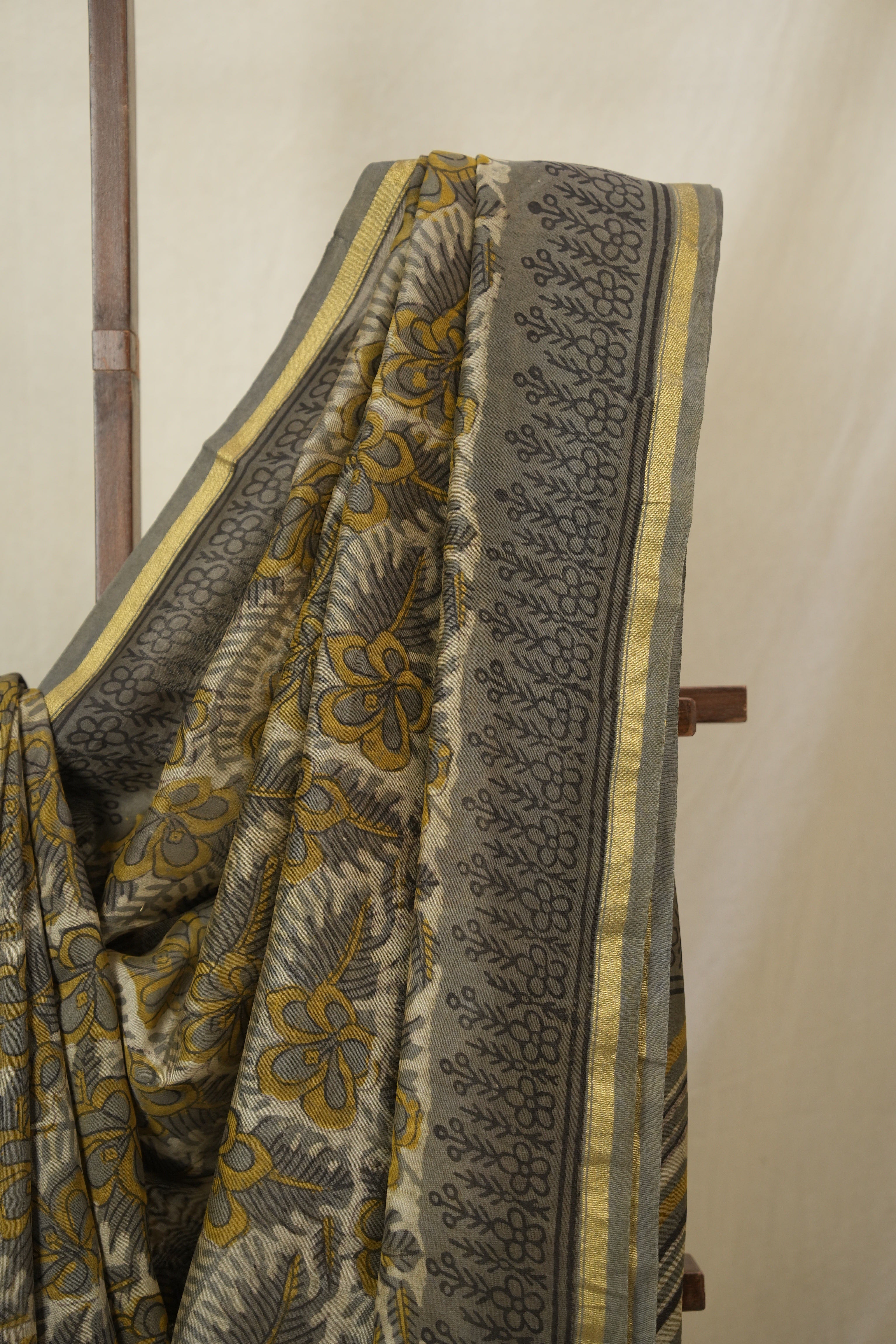 Cream Grey HBP Cotton Silk Saree With Chanderi Border - SRCGCSS1601