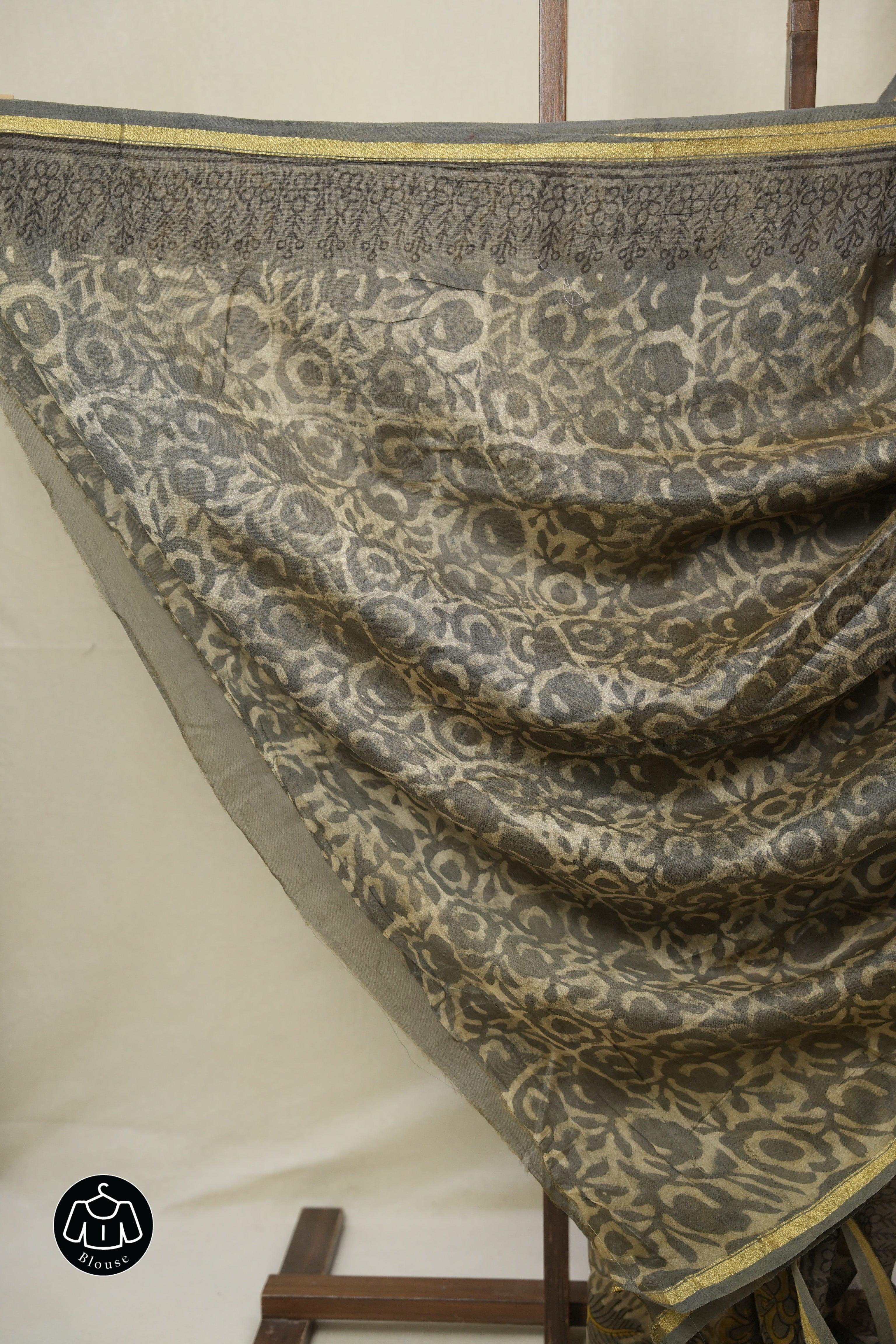 Cream Grey HBP Cotton Silk Saree With Chanderi Border - SRCGCSS1601
