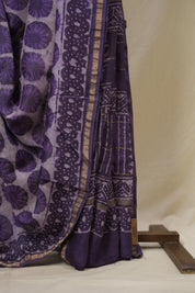 Purple HBP Cotton Silk Saree With Chanderi Border - SRPCSS1624
