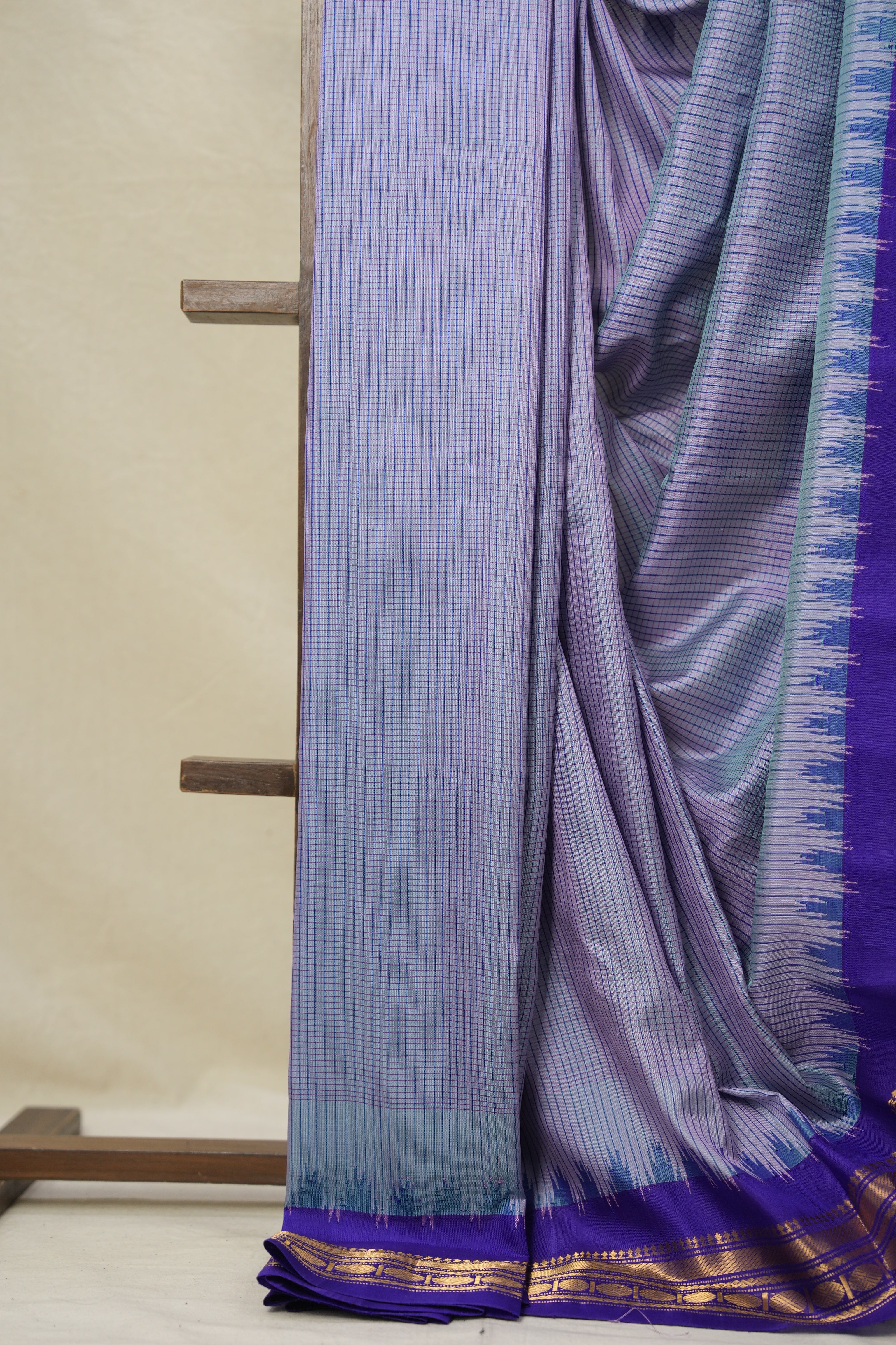 Dual Tone Blue Gadwal Silk Saree - SRDTBGSS619