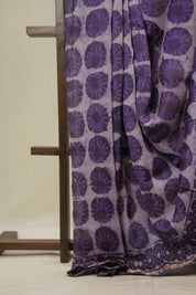Purple HBP Cotton Silk Saree With Chanderi Border - SRPCSS1624
