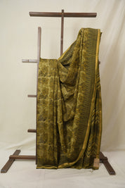 Olive Green HBP Cotton Silk Saree With Chanderi Border - SROGCSS1598