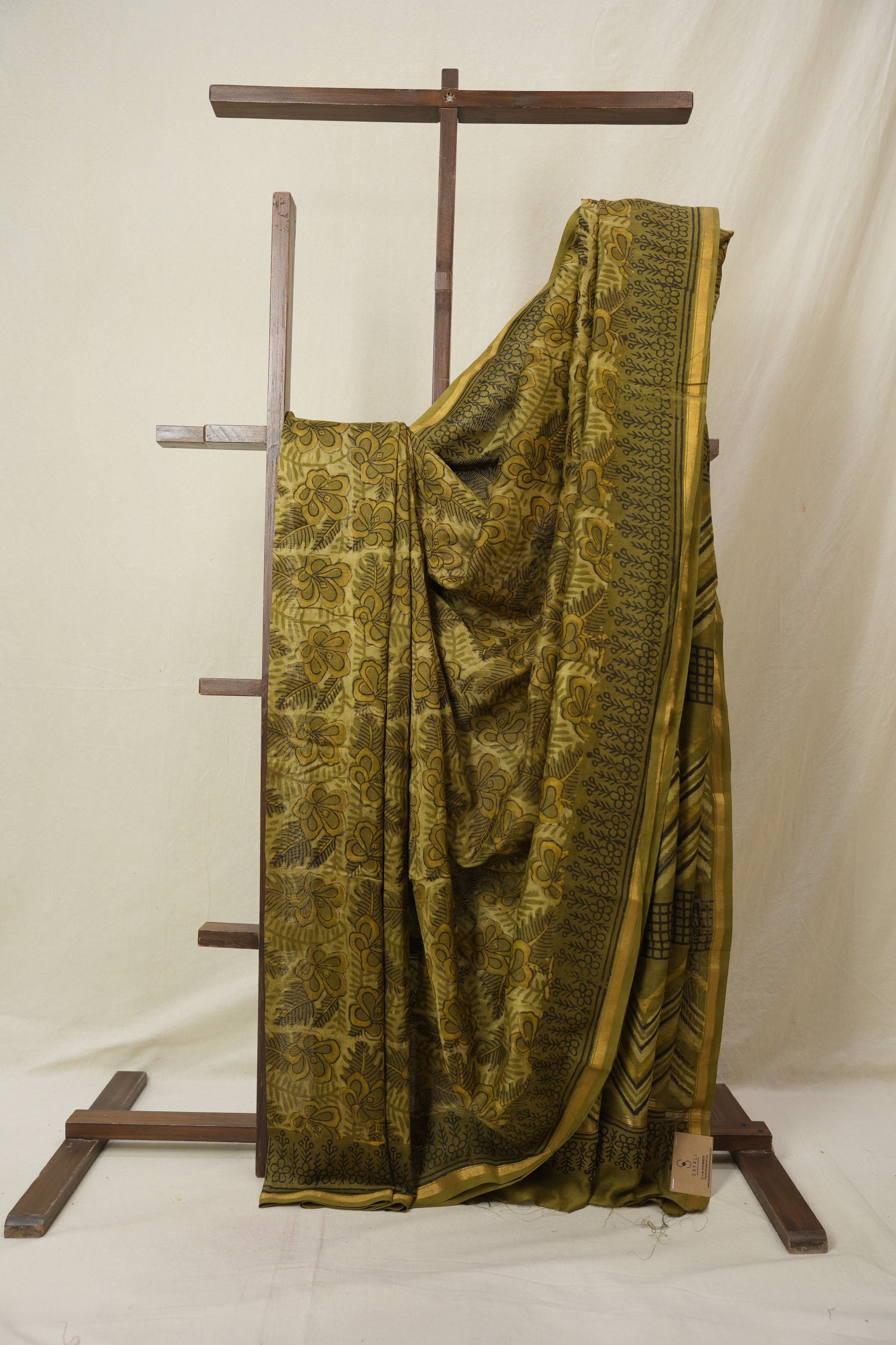 Olive Green HBP Cotton Silk Saree With Chanderi Border - SROGCSS1598