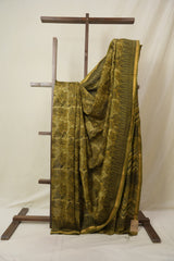 Olive Green HBP Cotton Silk Saree With Chanderi Border - SROGCSS1598