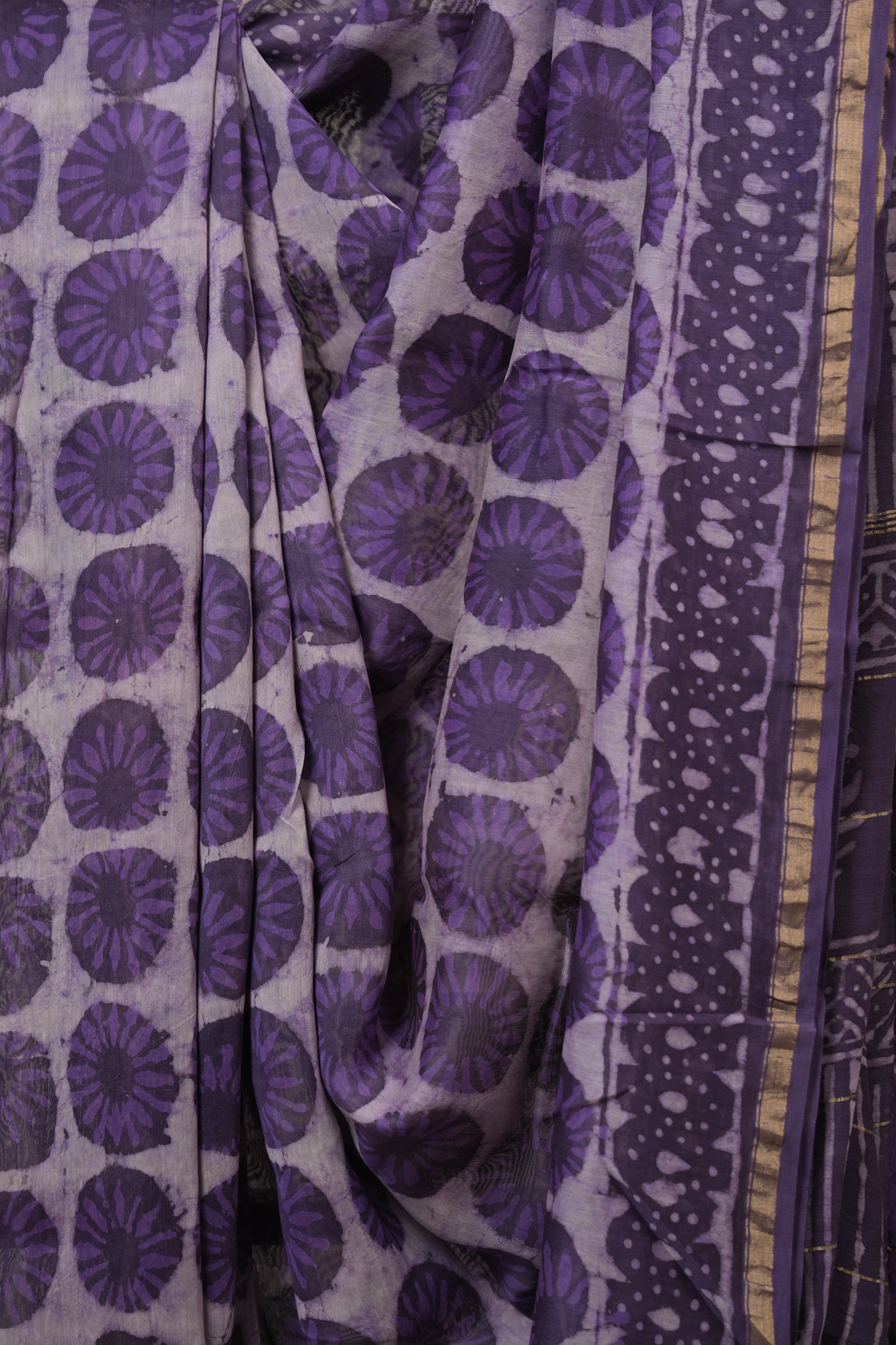Purple HBP Cotton Silk Saree With Chanderi Border - SRPCSS1624