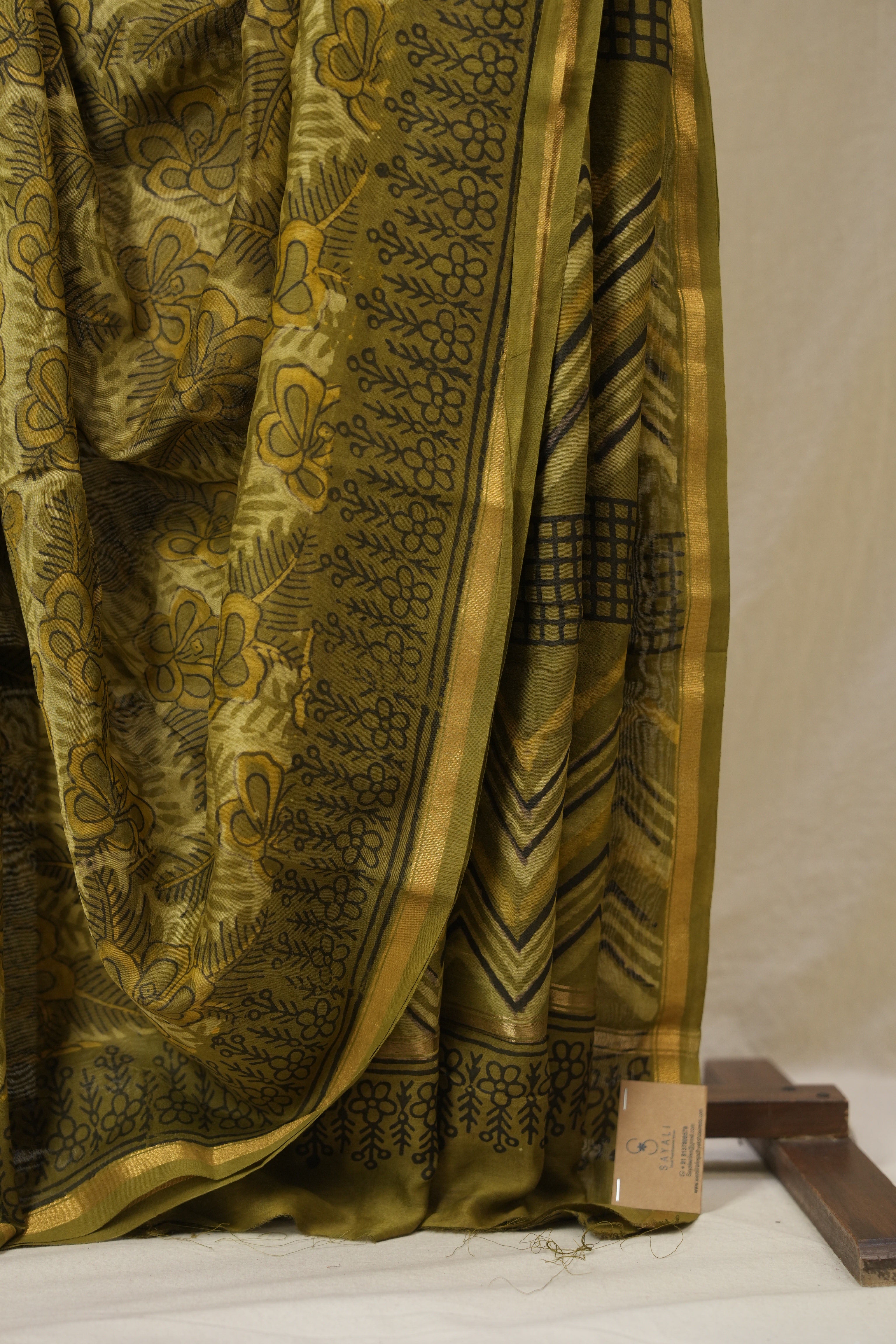 Olive Green HBP Cotton Silk Saree With Chanderi Border - SROGCSS1598