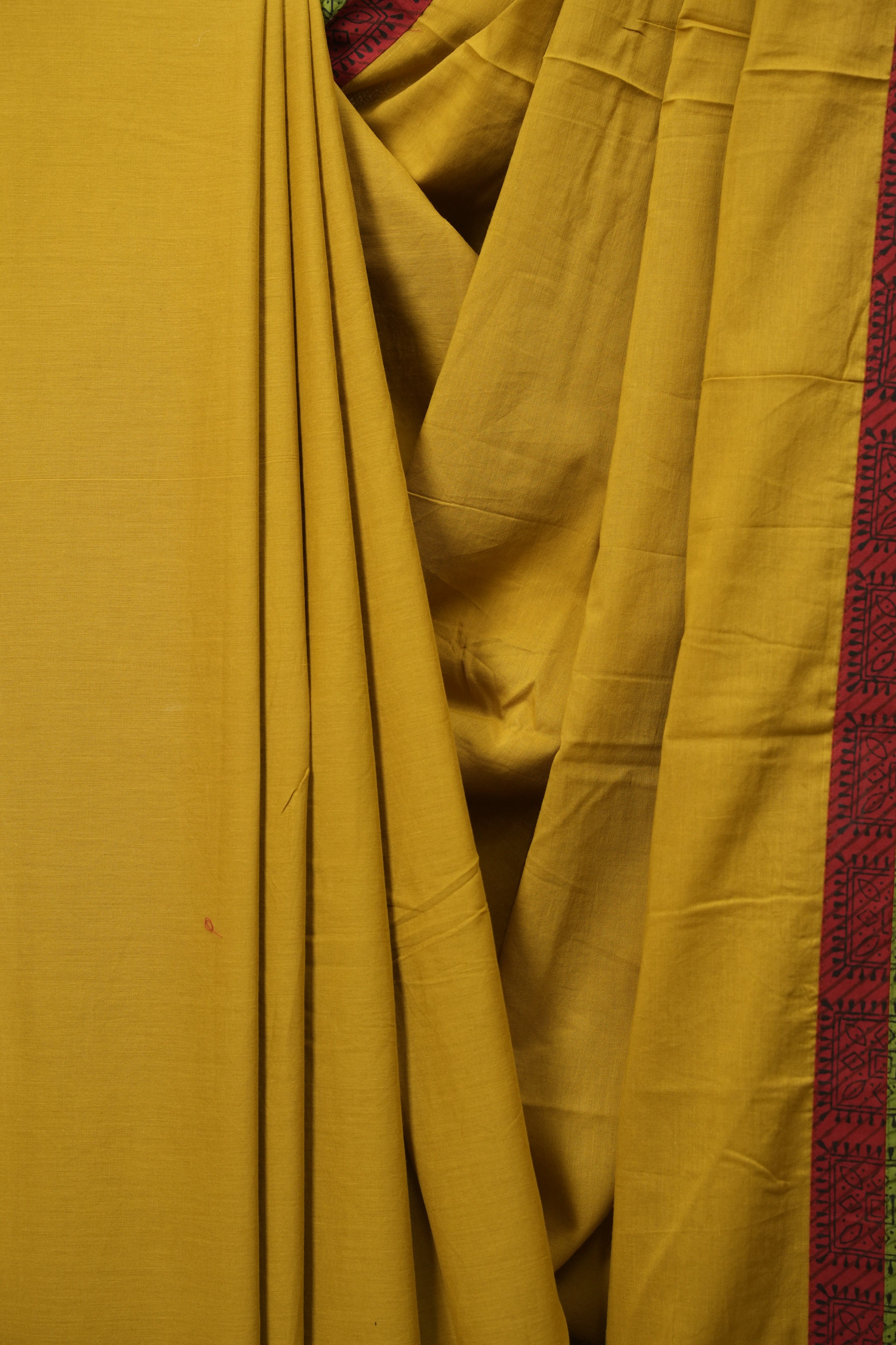 Yellow HBP Cotton Saree - SRYCS3461