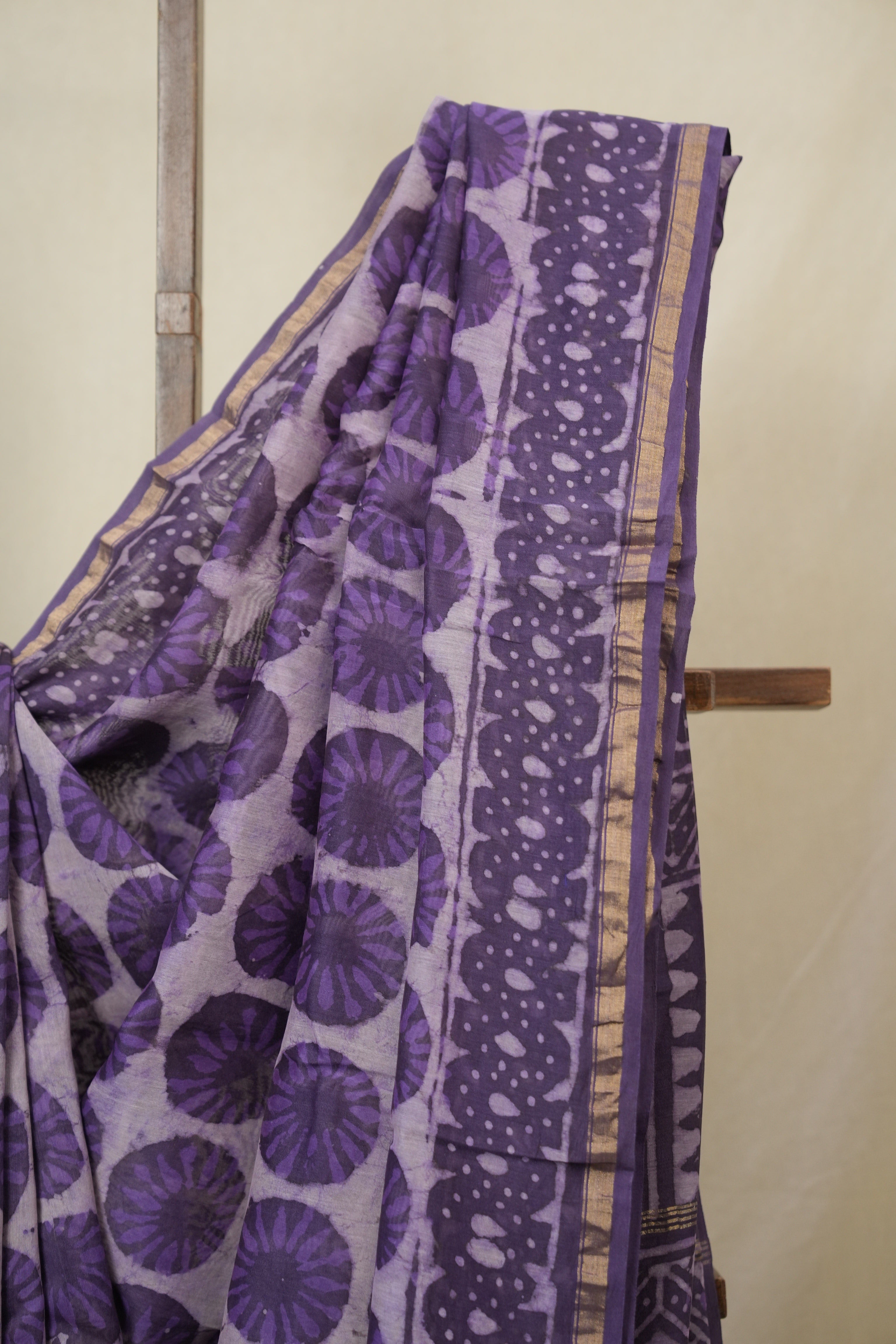 Purple HBP Cotton Silk Saree With Chanderi Border - SRPCSS1624