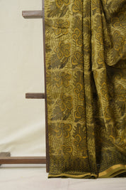 Olive Green HBP Cotton Silk Saree With Chanderi Border - SROGCSS1598