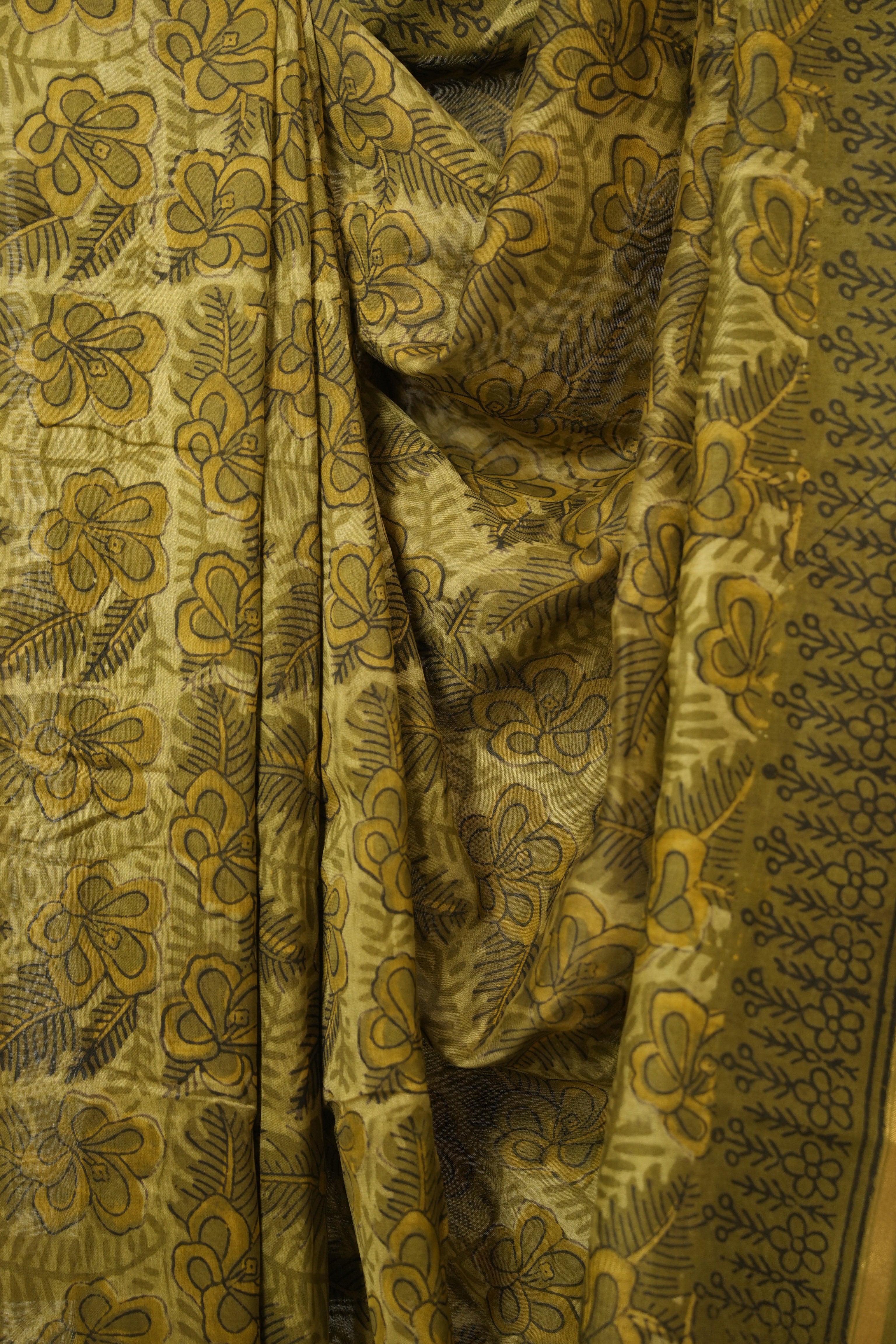 Olive Green HBP Cotton Silk Saree With Chanderi Border - SROGCSS1598
