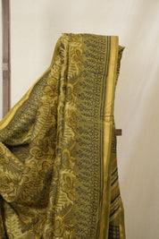 Olive Green HBP Cotton Silk Saree With Chanderi Border - SROGCSS1598