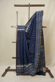 Blue HBP Cotton Silk Saree With Chanderi Border - SRBCSS1623