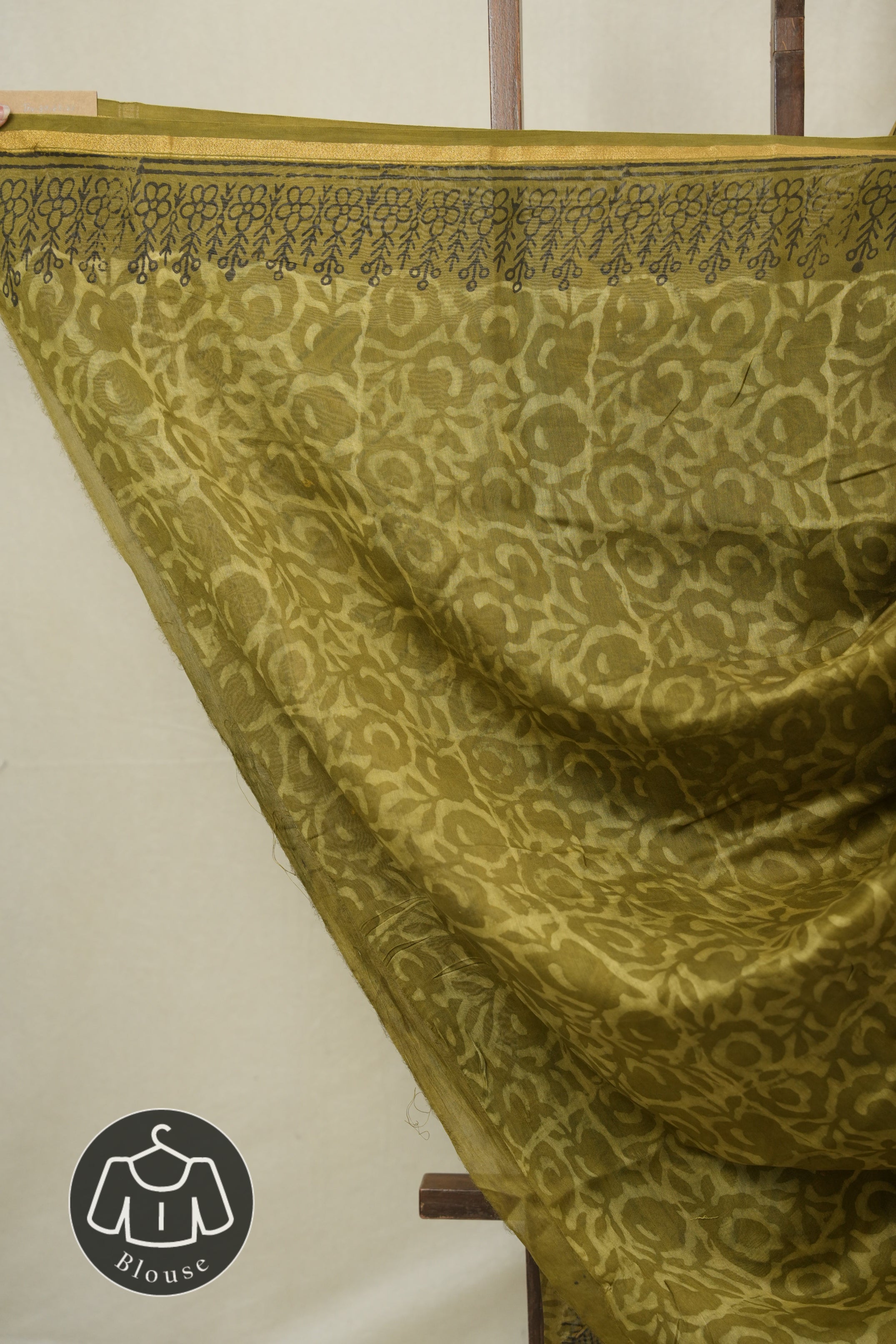 Olive Green HBP Cotton Silk Saree With Chanderi Border - SROGCSS1598