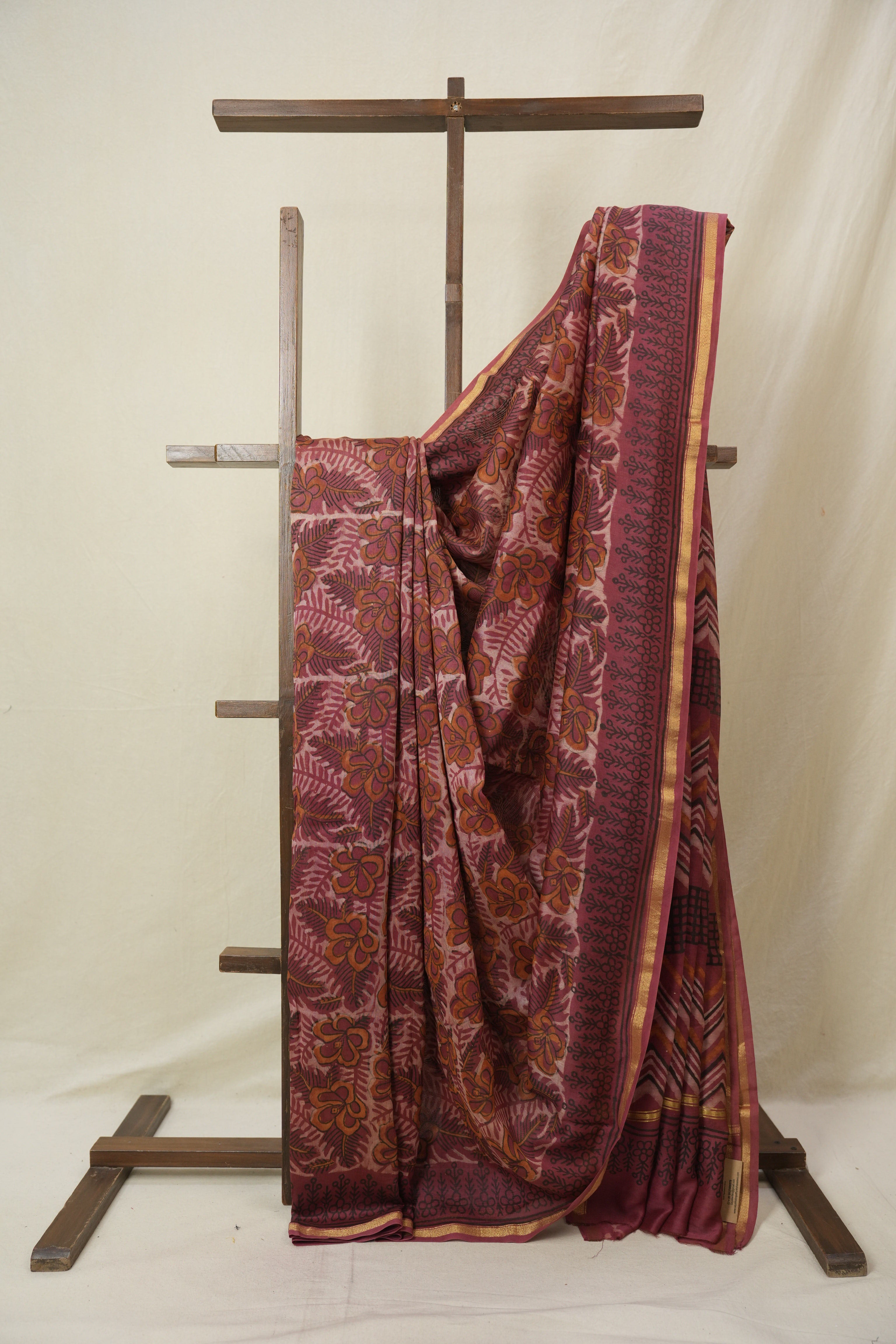 Maroon Cream HBP Cotton Silk Saree With Chanderi Border - SRMCCSS1600