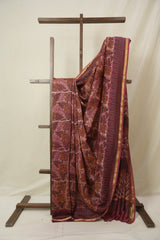 Maroon Cream HBP Cotton Silk Saree With Chanderi Border - SRMCCSS1600
