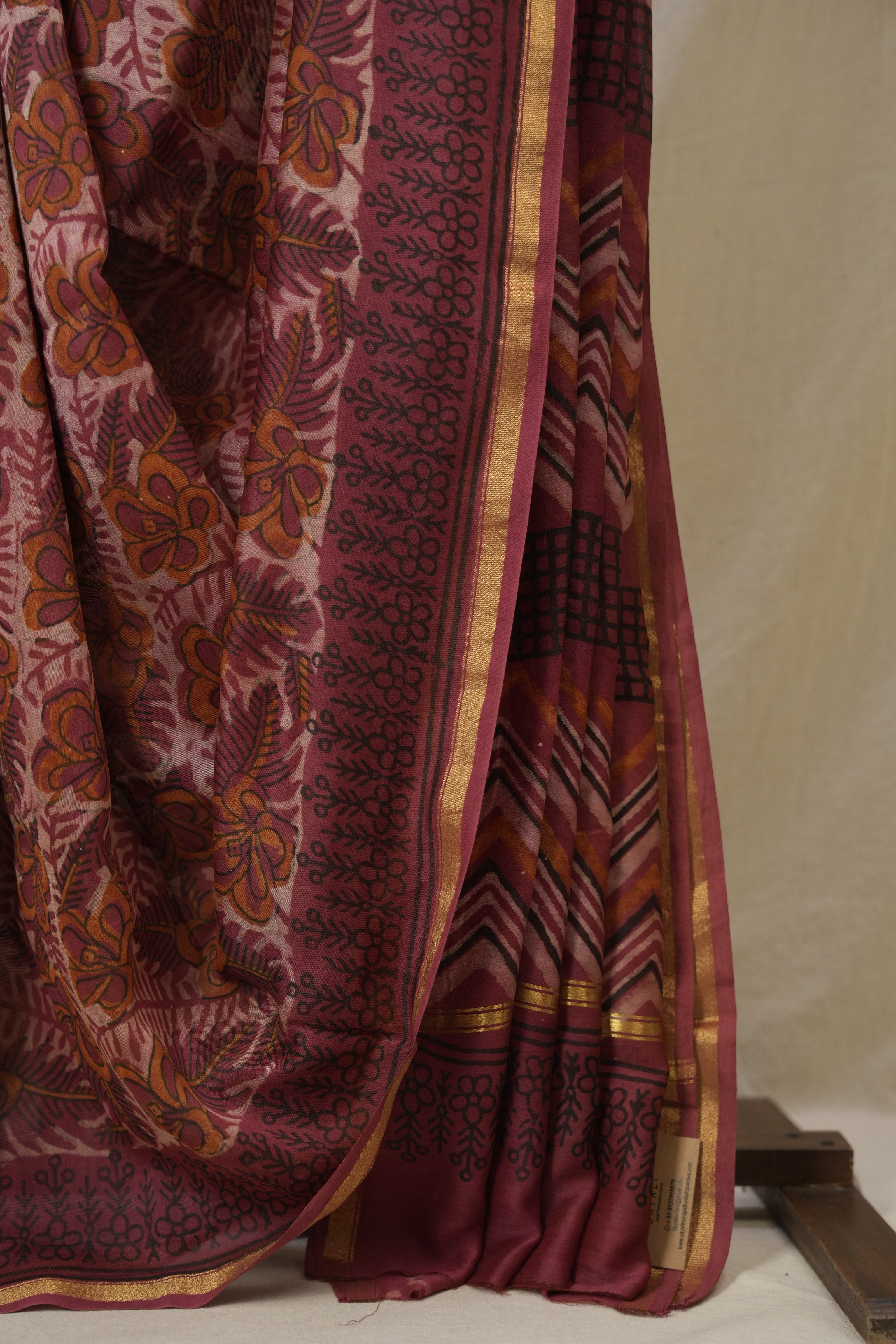 Maroon Cream HBP Cotton Silk Saree With Chanderi Border - SRMCCSS1600