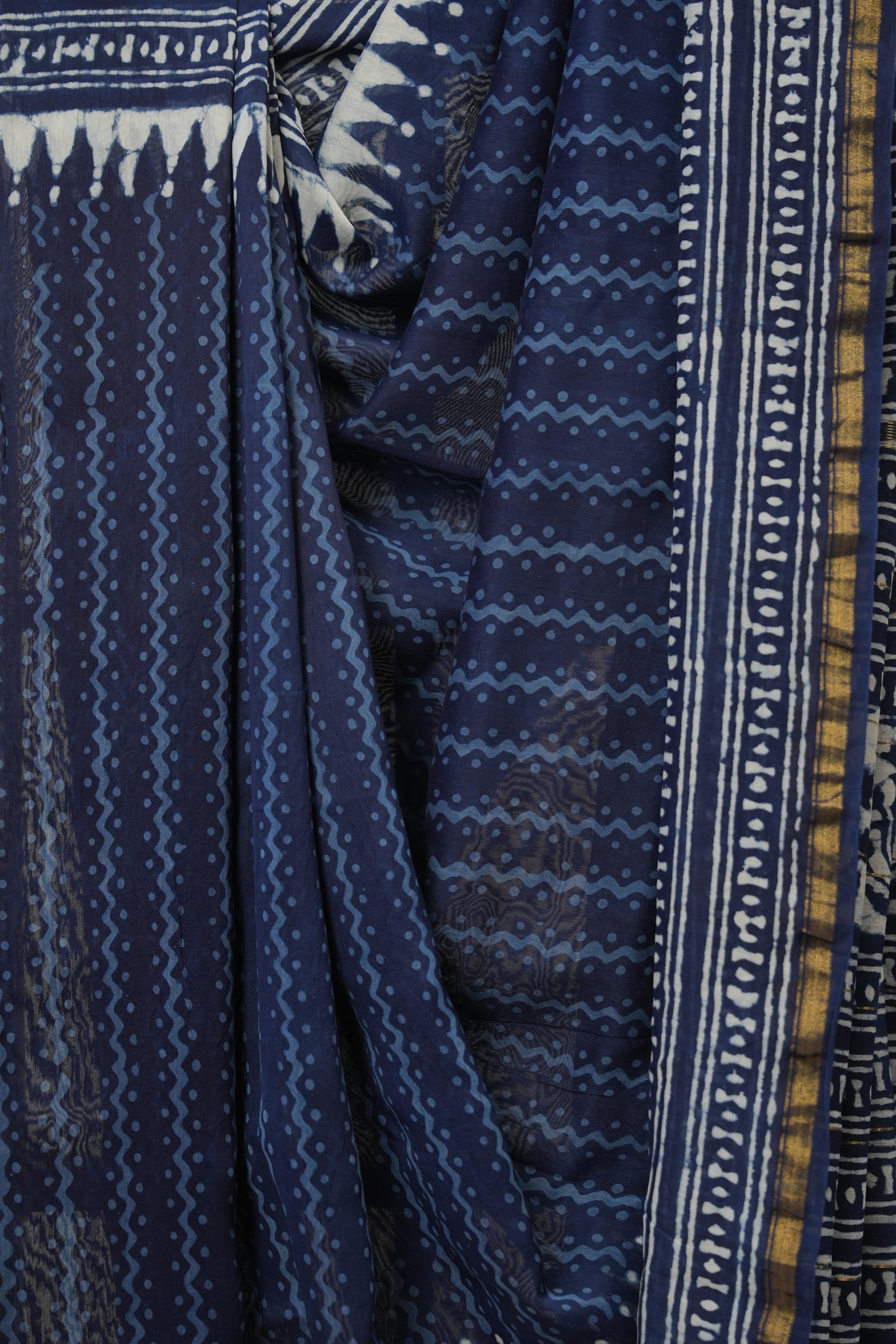 Blue HBP Cotton Silk Saree With Chanderi Border - SRBCSS1623