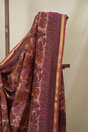 Maroon Cream HBP Cotton Silk Saree With Chanderi Border - SRMCCSS1600