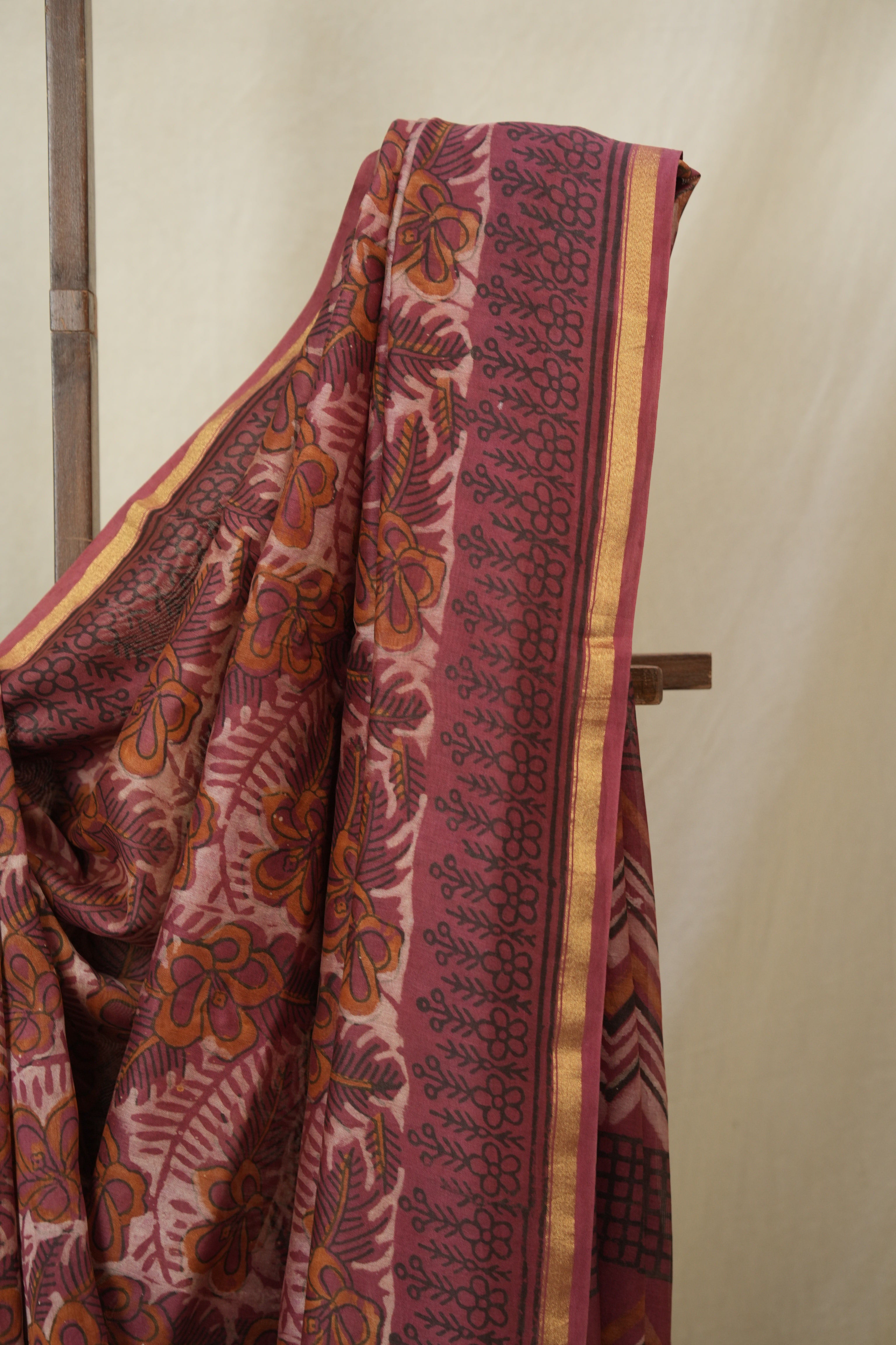 Maroon Cream HBP Cotton Silk Saree With Chanderi Border - SRMCCSS1600